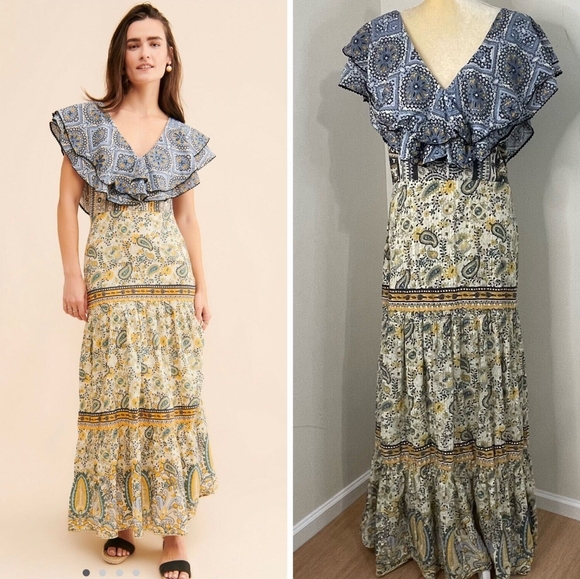 NWT FREE PEOPLE | $172 Prairie Ruffle Maxi Dress - Picture 4 of 5